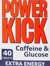 POWERKICK Power Kick Extra Energy Caffeine & Glucose Tablets x 40