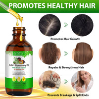 Bibonse 3 in 1 Rosemary Oil for Hair Growth, 100% Natural Hair Growth Oil with Rosemary, Jamaican Black Castor and Batana Oil, Promotes Hair Regrowth, Nourishes Scalp, Hair Loss Treatment, 2.02 fl.Oz