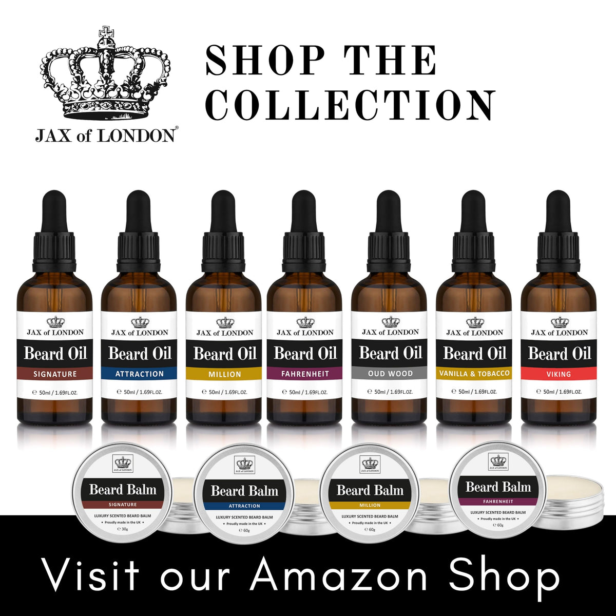 JAX OF LONDON Jax of London Beard Oil Gift Set for Men – Signature & Sweet Inspired Fragrance – Softens, Conditions & Hydrates Beard – Non-Greasy Grooming Oils – Made in UK – 2 x 50ml Signature and Million