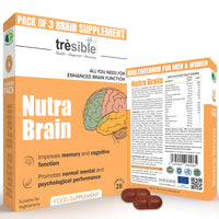 Tresible Trèsible Nutra Brain (Pack of 3) Memory Supplement for Brain Tablets - Mens Multivitamin for all adults Iron, & Iodine for Brain Health, Immune System, & Joint Health, Brain Supplement, 12-Week Supply