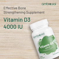AMBROSIAL Ambrosial Vitamin D3 4000 IU (100 mcg) Softgel - High Strength Vitamin D Supplement | Gluten Free | Supports Immune System, Healthy Bones & Teeth | Vitamin D 4000iu | Pack of 1-120 Softgels