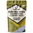 NutriVolv Irish Sea Moss, Bladderwrack & Burdock Root Complex 14,000mg | 120 High Strength Capsules Providing 120 Day Supply | North Atlantic Irish Sea Moss Supplement | No Fillers or Binders | Vegan & UK Made