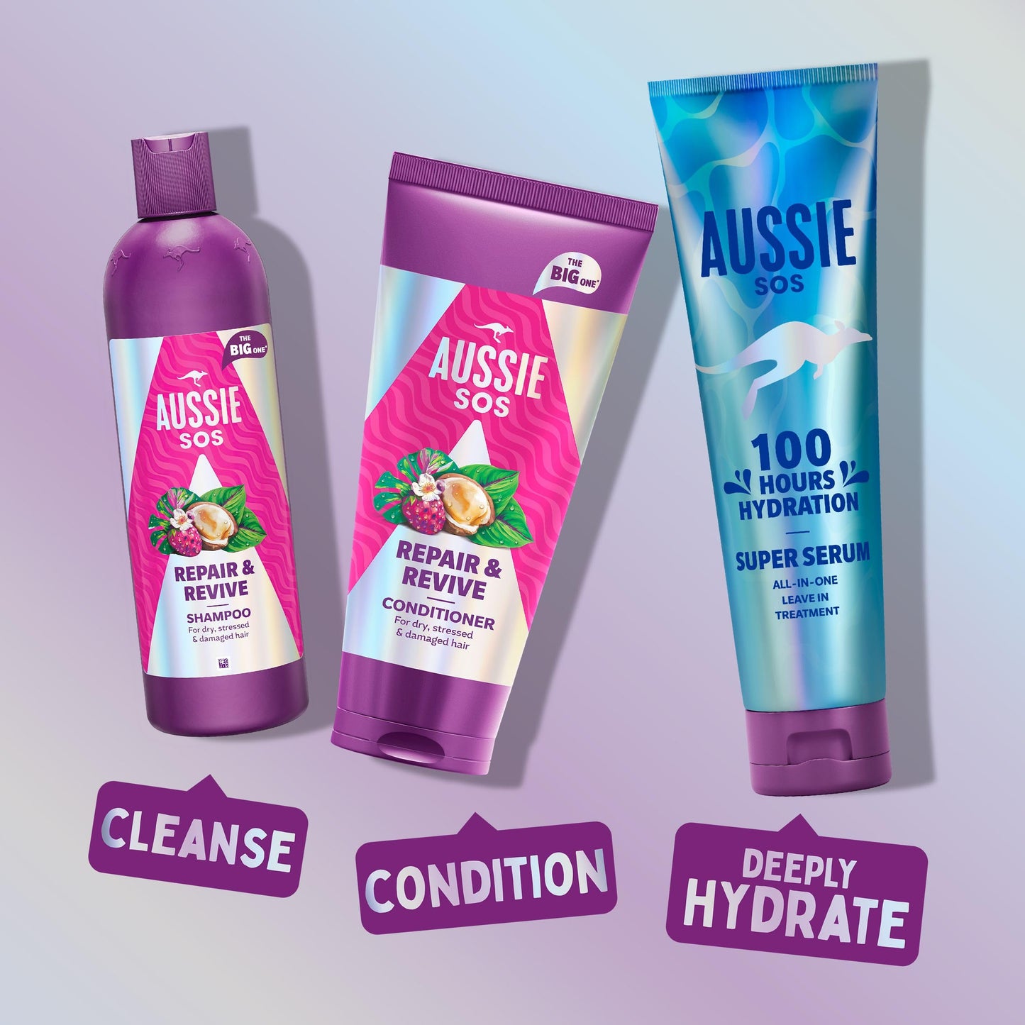 Aussie SOS Repair & Revive Conditioner 350 ml to Leave Dry, Stressed and Damaged Hair Feeling Soft, Smooth and Hydrated, Protects Against Future Damage, Vegan, Infused with Australian Superfoods
