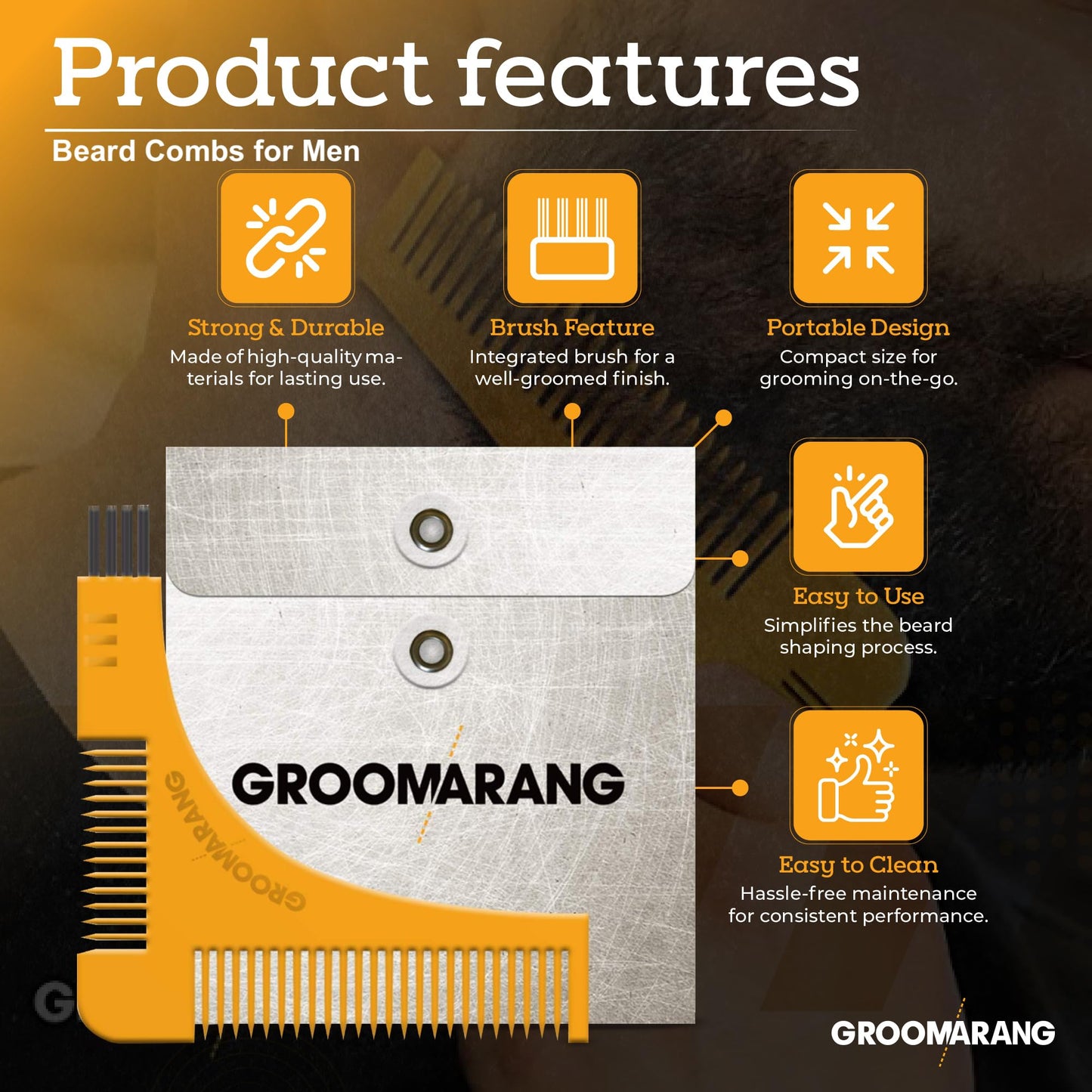 groomarang New Groomarang Beard Styling and Shaping Template Comb Tool Perfect Lines & Symmetry Shape Face Neck Line Fast And Easily.