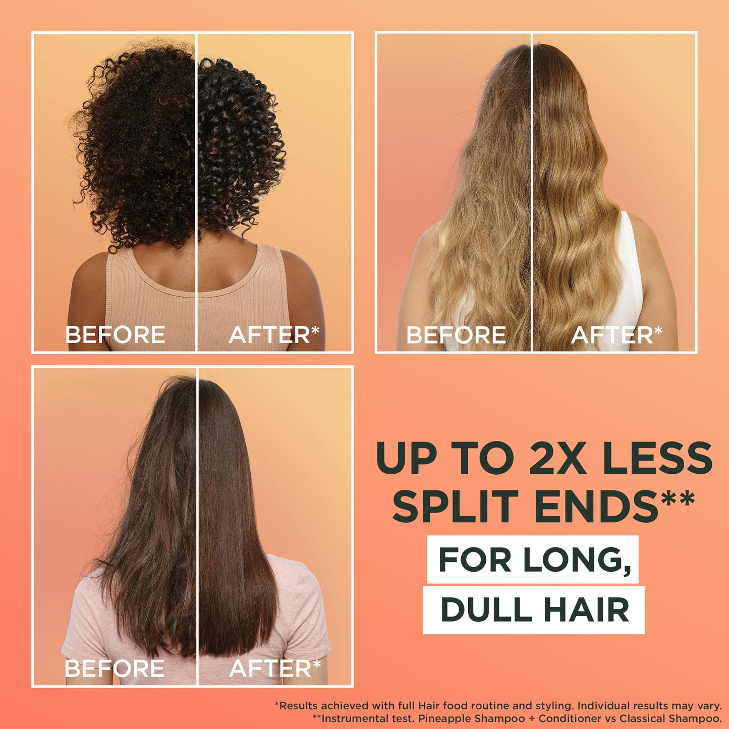 Garnier Ultimate Blends Pineapple Hair Food Multi-Use Mask, Glowing Lengths for Fine Hair, Up to 2X Less Split Ends, Boosted with Vitamins C, E, F, 400ml, No Artificial Colorants, Cruelty Free, Vegan