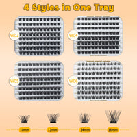 RITALASH Cluster Lashes DIY Lash Clusters Eyelash Extensions 384PCS 4 Style Eyelash Clusters False Eyelashes Wispy Fluffy Lash Extension Kit Natural Look(384pcs cluster lash only)