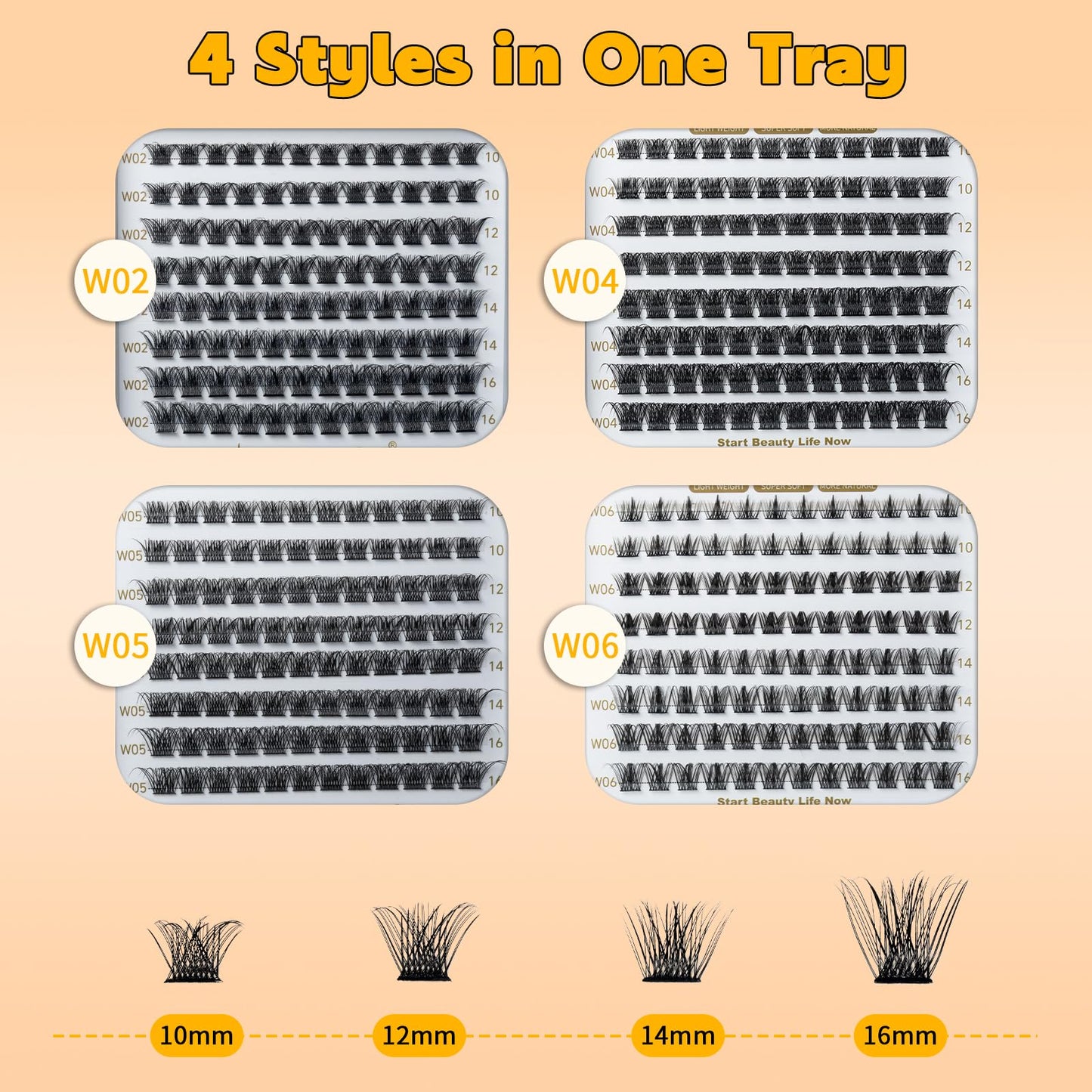 RITALASH Cluster Lashes DIY Lash Clusters Eyelash Extensions 384PCS 4 Style Eyelash Clusters False Eyelashes Wispy Fluffy Lash Extension Kit Natural Look(384pcs cluster lash only)
