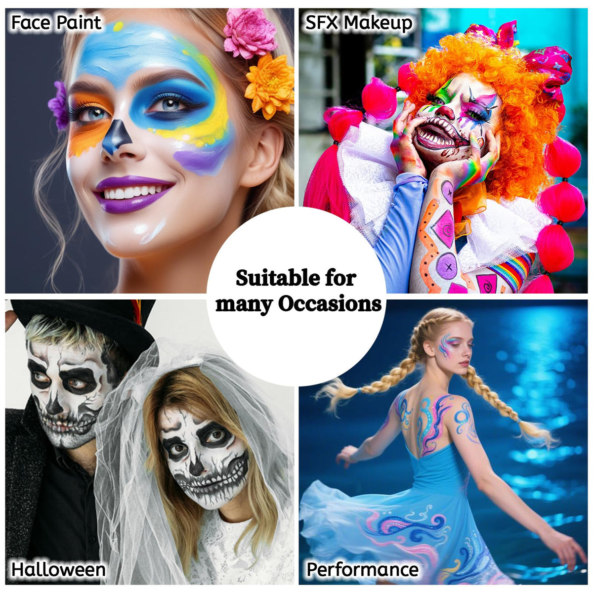 YBUETE Black Cream Blend Stick, Safe and Professional SFX Face Body Paint Stick ,Makeup Face Lip Painting for Sports Festival Halloween Football Adult Festival Theater Performance Party Cosplay