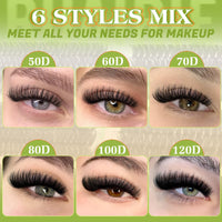 Ruairie Fluffy Cluster Lashes D Curl Volume Individual Eyelashes Clusters 50D-60D-70D-80D-100D-120D Wispy Lashes Individual Cluster 464pcs 12-18MM Lash Clusters