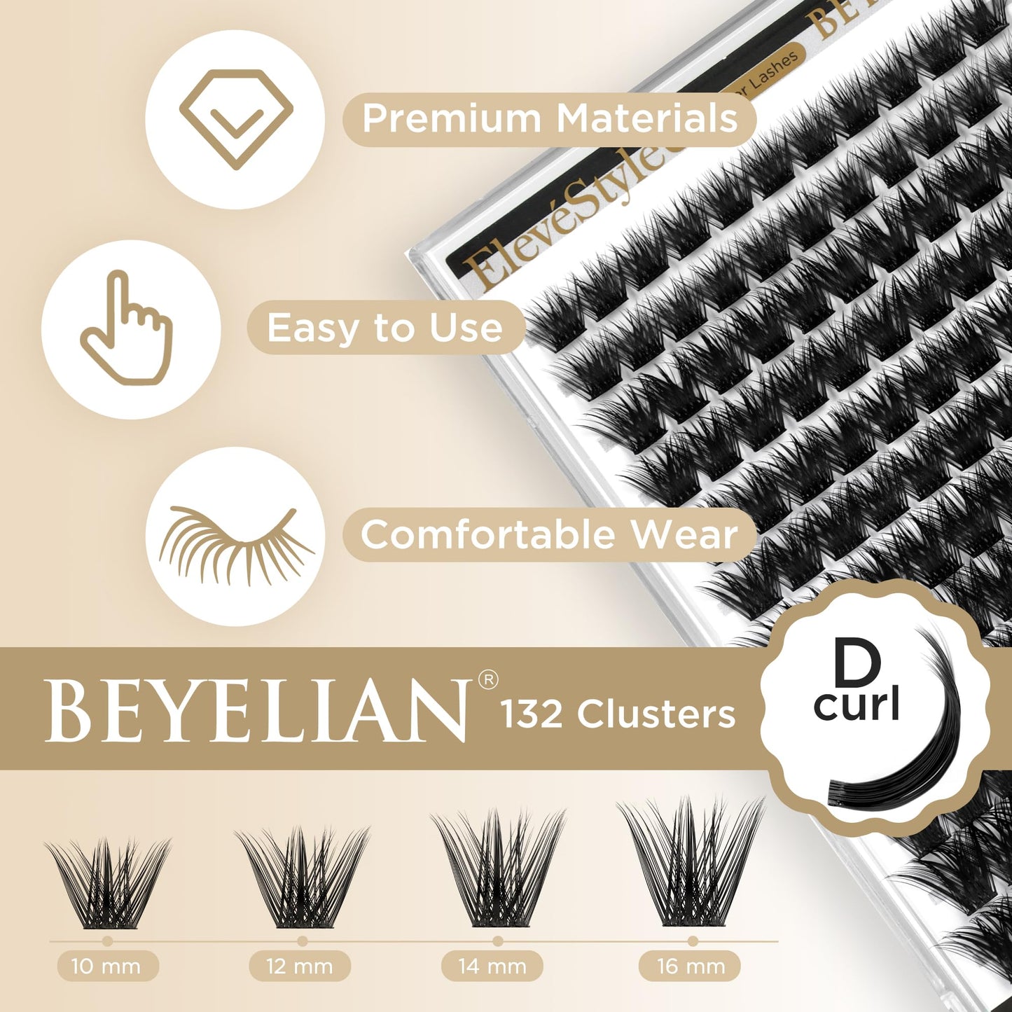 BEYELIAN D Curl Lash Clusters, Volume Cluster Eyelash Extensions, Soft Fluffy Eyelash Clusters/Cluster Lashes, Thin Band Lash Extension Clusters, Eyelash Clusters Individual Lashes DIY at Home