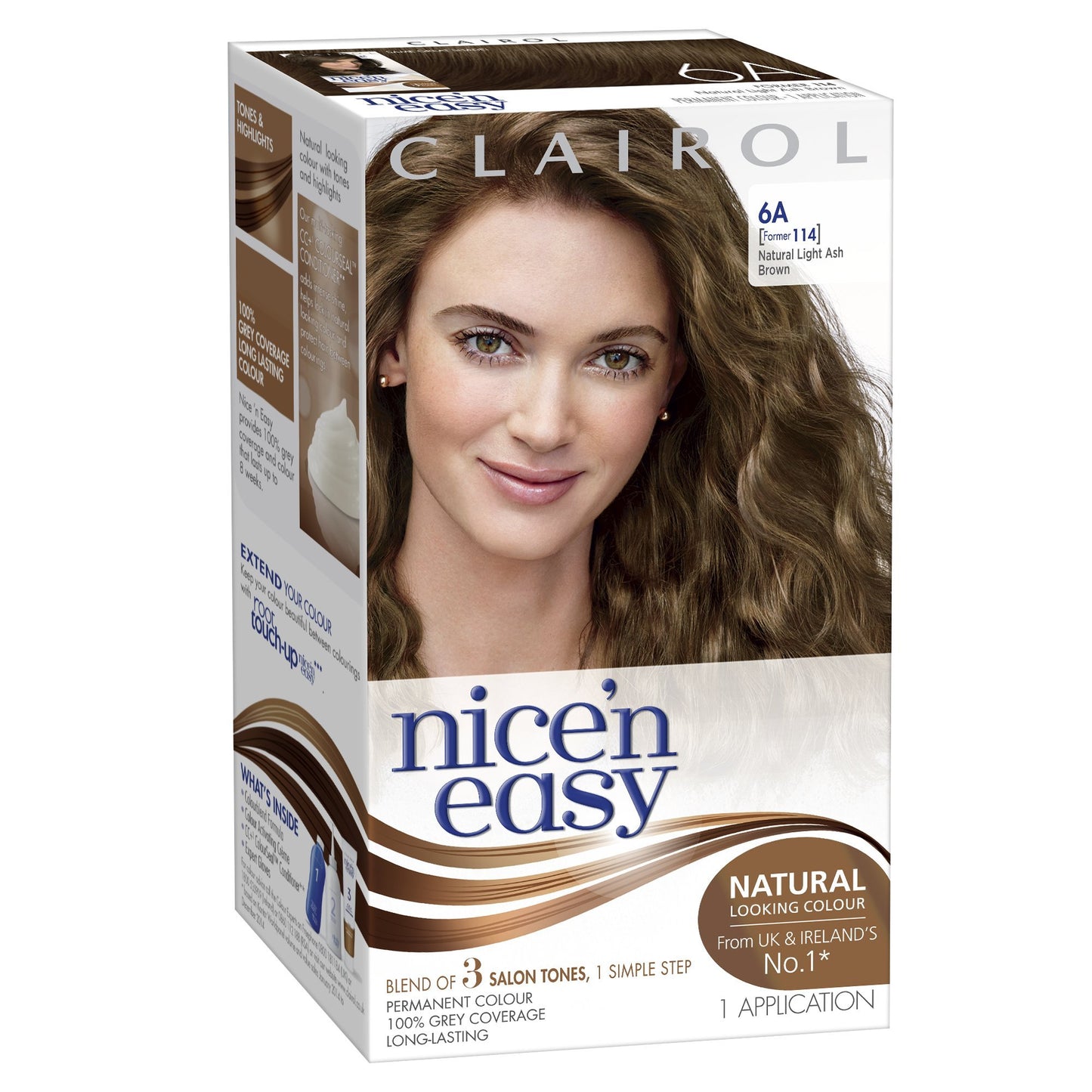 Clairol Nice'n Easy Permanent Hair Dye 114/6A Natural Light Ash Brown