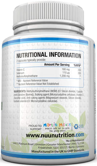 MSM 1200mg - 180 Capsules - 3 Month Supply - Methylsulfonylmethanethane with Added Vitamin C and Selenium - High Strength MSM