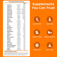 Purolabs Multivitamins & Minerals Supplement - 34 Essential Nutrients - Daily Multivitamin Tablets for Men & Women - 60 Vegan Capsules - Made in The UK