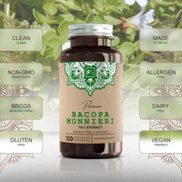 Focus FS Bacopa Monnieri | 120 Brahmi Capsules - 500mg Bacopa Per Serving | Vegan Brahmi Powder Monnieri Capsules | Non-GMO, Gluten & Allergen Free | Manufactured in The UK