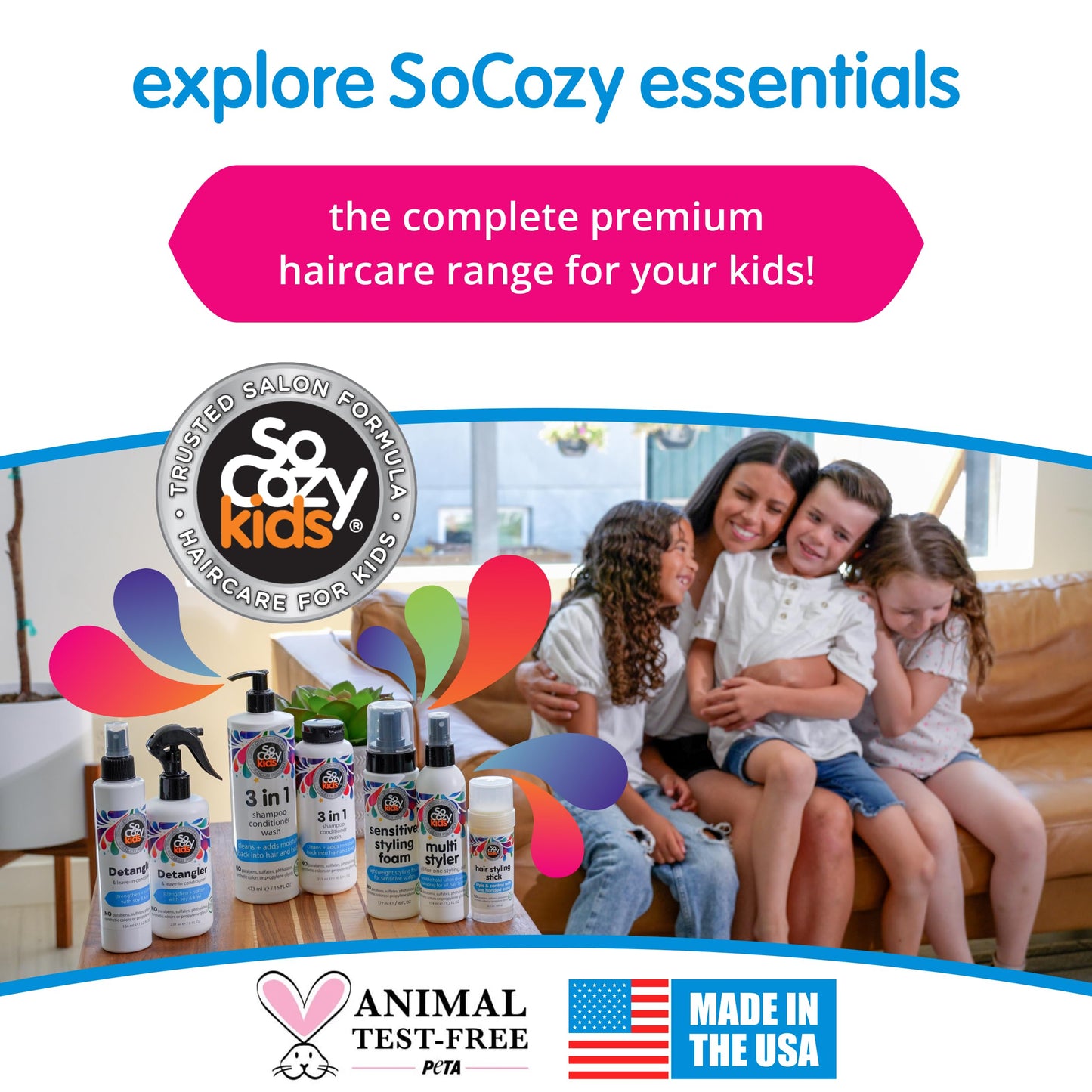 SO COZY SoCozy Detangler For Kids Hair | Strengthen and Soften | 5.2 fl oz | No Parabens, Sulfates, Synthetic Colors or Dyes