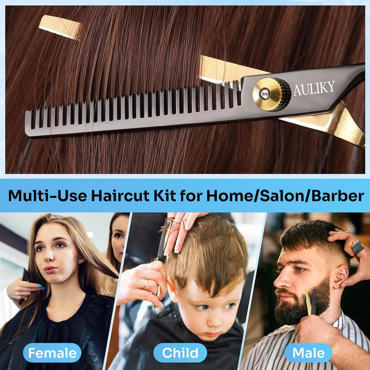 JeWR Hairdressing Scissors, 15 Pcs Thinning Scissor Kit, Professional Hairdressing Scissors Kit with Protective Case, Extra Sharp and Precise for Hair and Beard for Hairdresser/Hairdresser/Beard