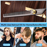JeWR Hairdressing Scissors, 15 Pcs Thinning Scissor Kit, Professional Hairdressing Scissors Kit with Protective Case, Extra Sharp and Precise for Hair and Beard for Hairdresser/Hairdresser/Beard