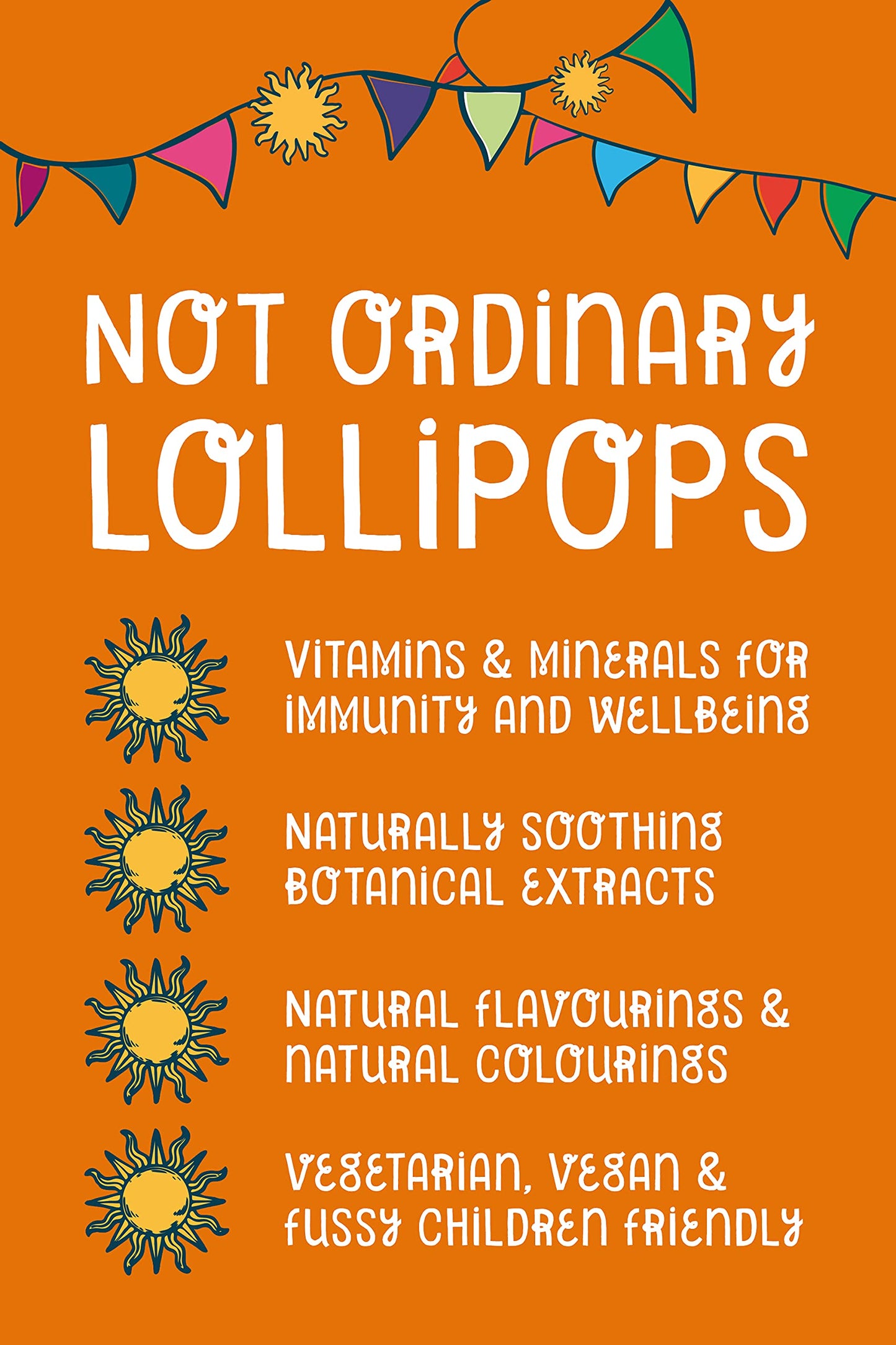 Healthipops Vitamin & Mineral Lollipops Spring and Summer Wellness Suitable for Ages 4+ with Added Soothing Botanicals, Elderberry, Nettle Leaf and Passion Flower, Orange Flavour 12 Lollipops