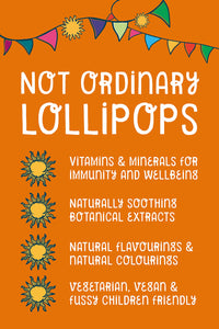 Healthipops Vitamin & Mineral Lollipops Spring and Summer Wellness Suitable for Ages 4+ with Added Soothing Botanicals, Elderberry, Nettle Leaf and Passion Flower, Orange Flavour 12 Lollipops