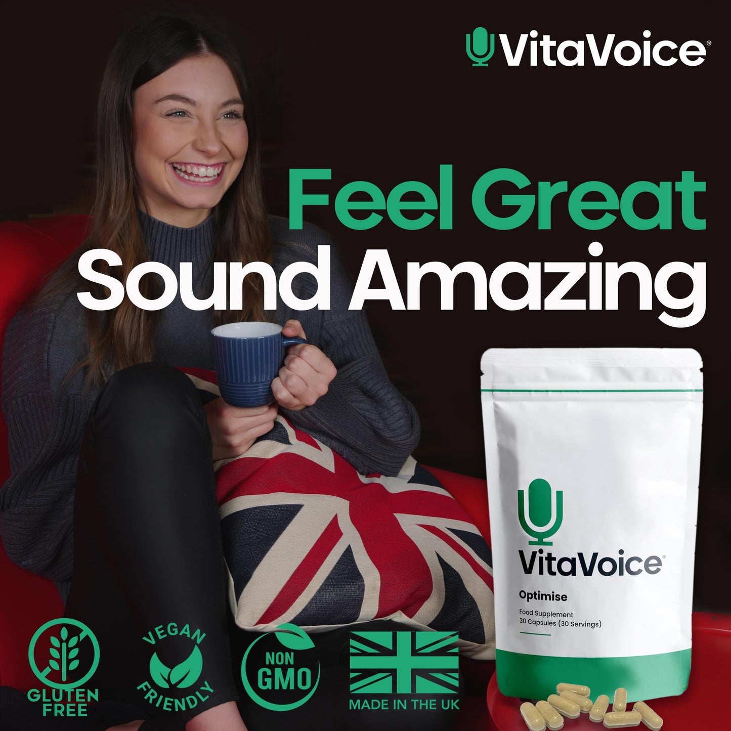 VitaVoice Nootropics & Vitamins | Formulated for Vocal Health, Wellbeing & Mindset | 30 Capsules