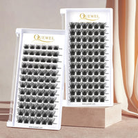 QUEWEL Individual Lashes 72 Pcs DIY Cluster Eyelashes C Curl 8mm Mega Matte Eyelashes Individual Volume False ELashes Soft & Light For Home Use(Flufy-C-8mm)