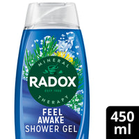Radox Mineral Therapy Feel Awake 2-in-1 body wash & shampoo shower gel with a sea mineral & fennel fragrance for a refreshing shower experience 450 ml