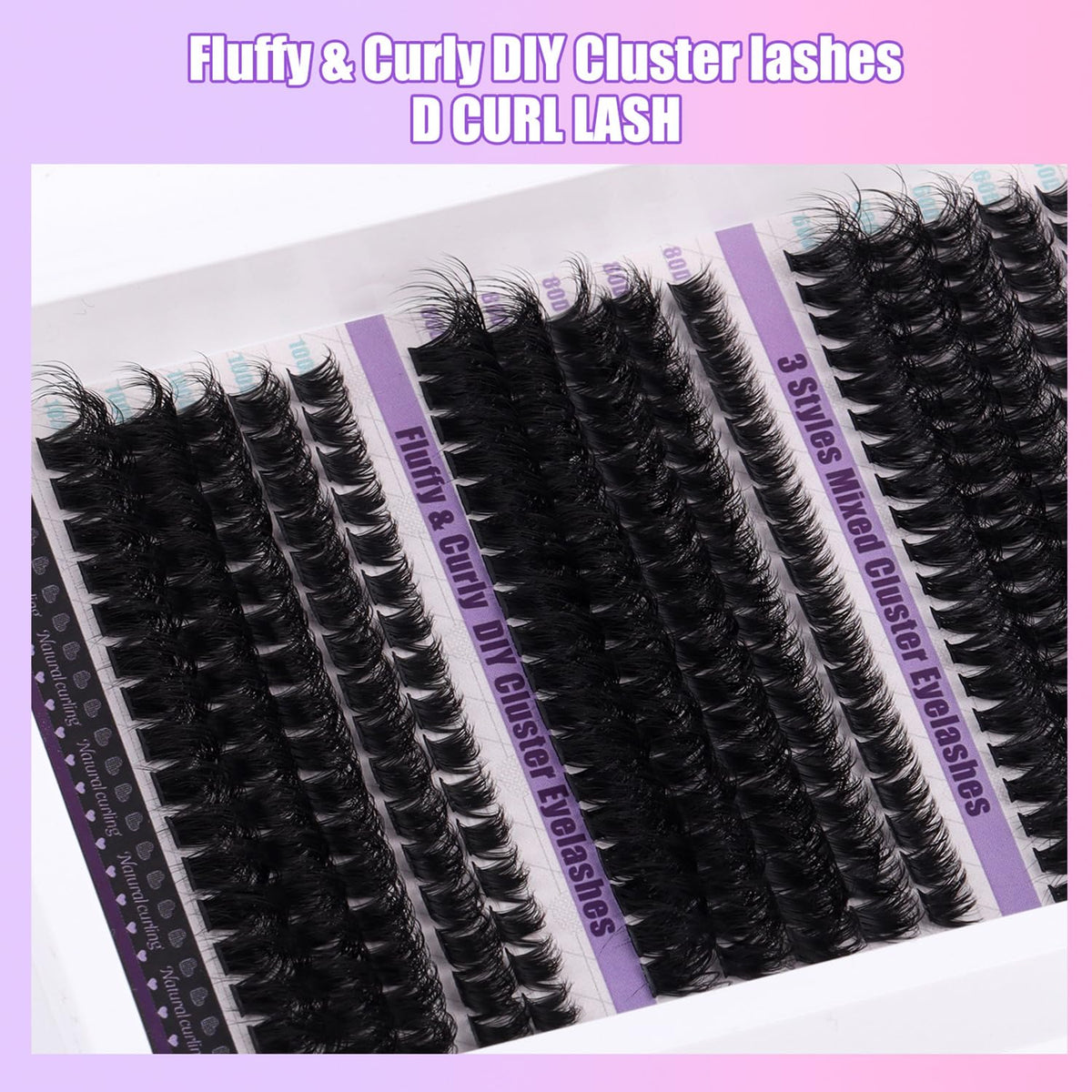LYMYBETY Fluffy Individual Eyelashes Kit 270Pcs D Curl Cluster Lashes 10-18mm DIY Lash Extension kit Russian Individual Eyelashes with Lash Bond and Seal,Tweezers for Beginners(60+80+100 KIT, 10-18mm)