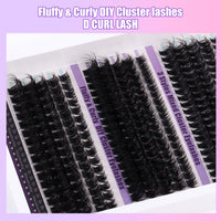 LYMYBETY Fluffy Individual Eyelashes Kit 270Pcs D Curl Cluster Lashes 10-18mm DIY Lash Extension kit Russian Individual Eyelashes with Lash Bond and Seal,Tweezers for Beginners(60+80+100 KIT, 10-18mm)