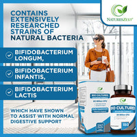 Natures Zest Bio Cultures Complex Probiotics & Prebiotics 60 Billion CFU – 6 Month Supply - Probiotics for Gut Health with Lactobacillus Rhamnosus - Probiotics for Women and Men - 180 Vegan Capsules