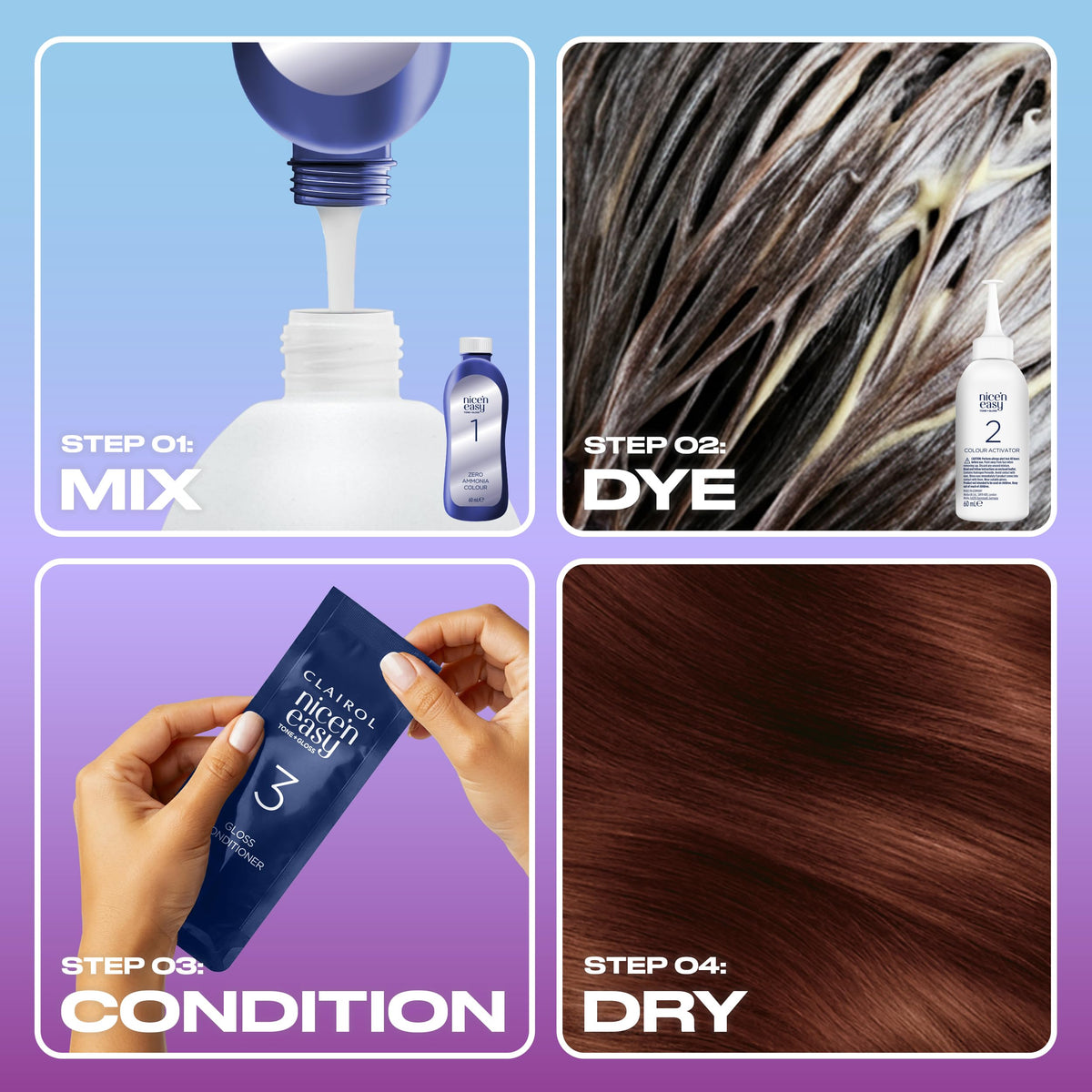 Clairol Nice'n Easy Tone+Gloss Semi Permanent Hair Dye - 550/81 Mahogany