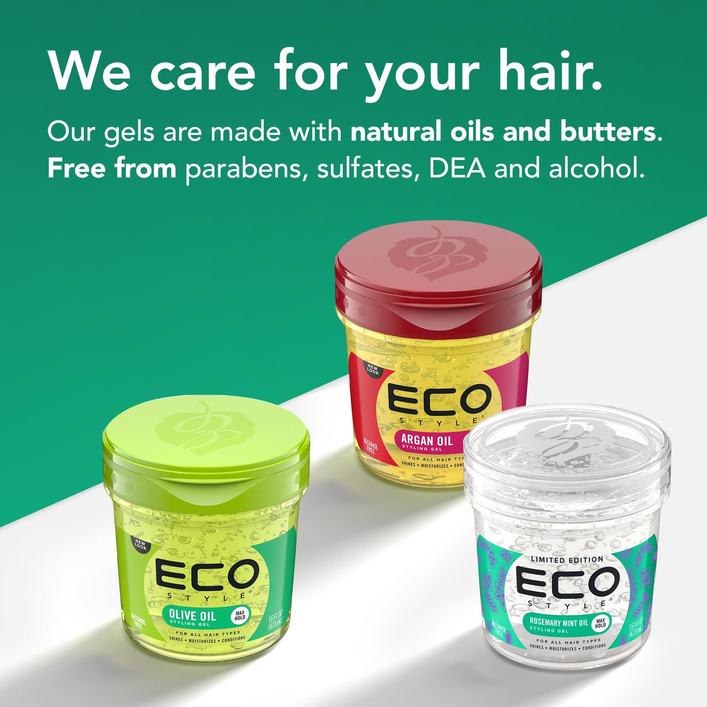 Eco Style Rosemary Mint Hair Gel, Alcohol Free, Vegan, 473 ml