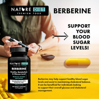 Nature Diet Berberine - 1000mg Berberine HCL per Serving - 60 Vegan Capsules - Supports Metabolism & Glucose Levels