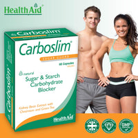 HealthAid Carboslim Capsules – Carb Blocker with White Kidney Bean Extract, Chromium & Green Tea - Metabolism & Weight Management Supplement - Keto & Low Carb Diet Friendly - 60 Vegan Capsules