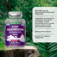 Magnesium Gummies for Sleep | 5400mg Magnesium Citrate Per Bottle | Two Month Supply | 90mg x 60 Berry Flavour Vegan Gummies | Nature's Truth