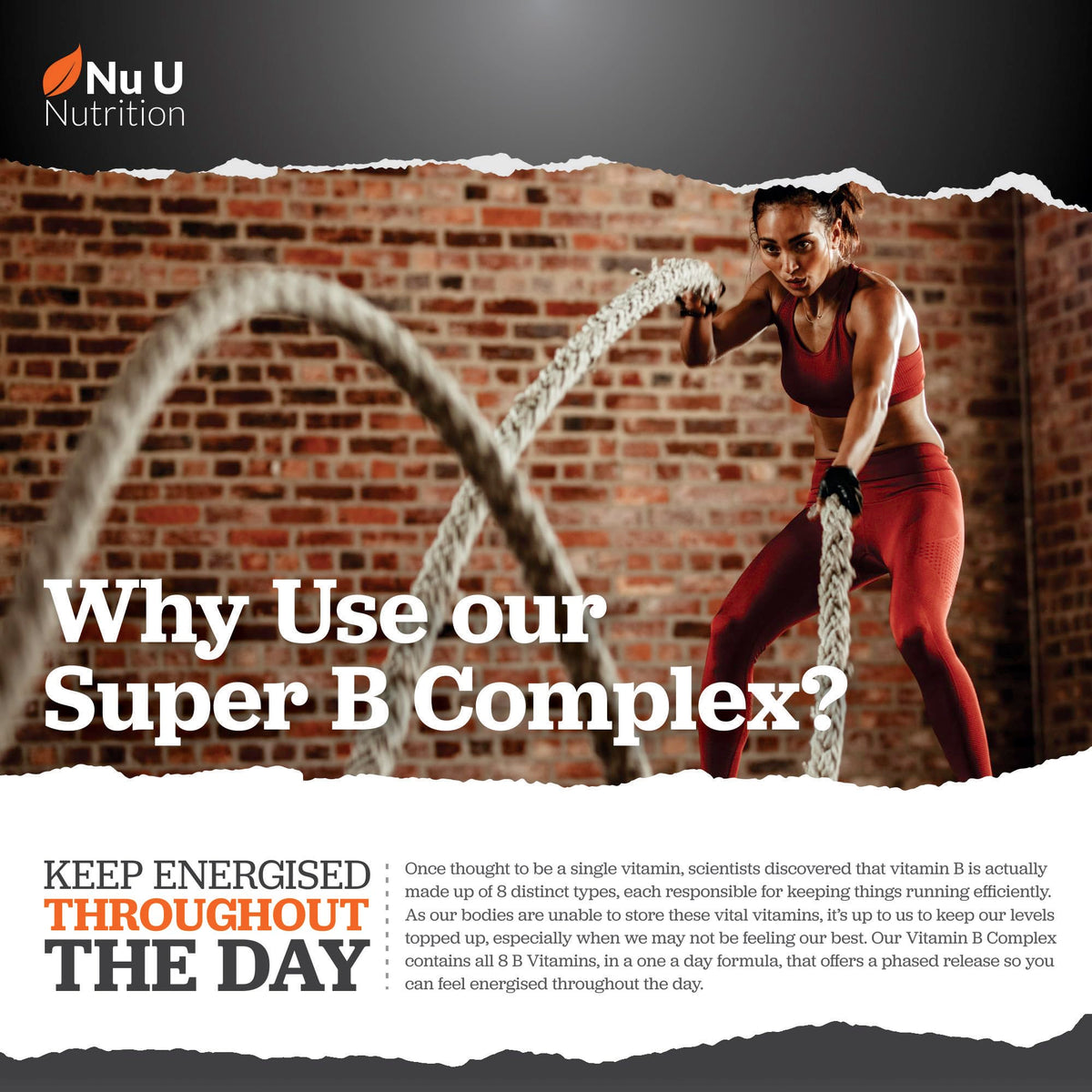 Super Vitamin B Complex - High Absorption Methylated B Vitamins with VIT C - 90 Timed Release Vegan Tablets - 3 Month Supply - B1, B2, B3, B5, B6, B8, B9 & B12 - Made in The UK - Nu U Nutrition