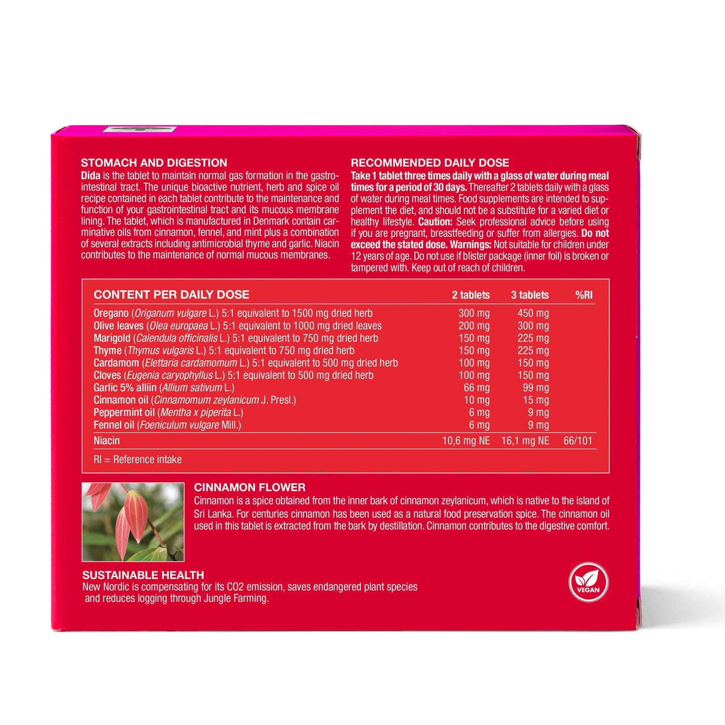 New Nordic Ltd New Nordic Dida, 1 Month Supply, Natural Food Supplement with Peppermint and Cinnamon, Supports Normal Digestion and Reduces Bloating, 90 Tablets