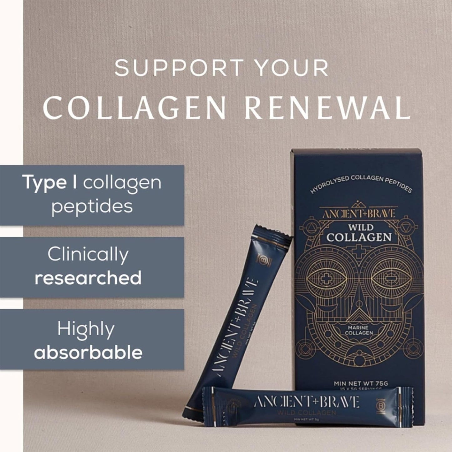 Ancient + Brave Wild Collagen Powder 15 x 5g | Marine Collagen