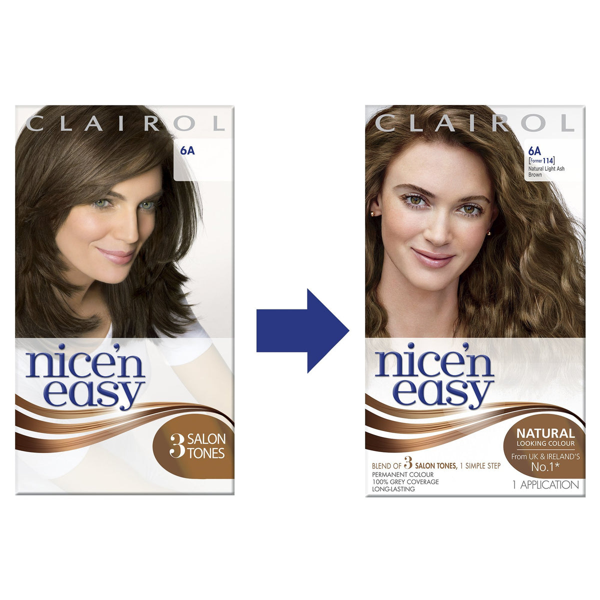 Clairol Nice'n Easy Permanent Hair Dye 114/6A Natural Light Ash Brown