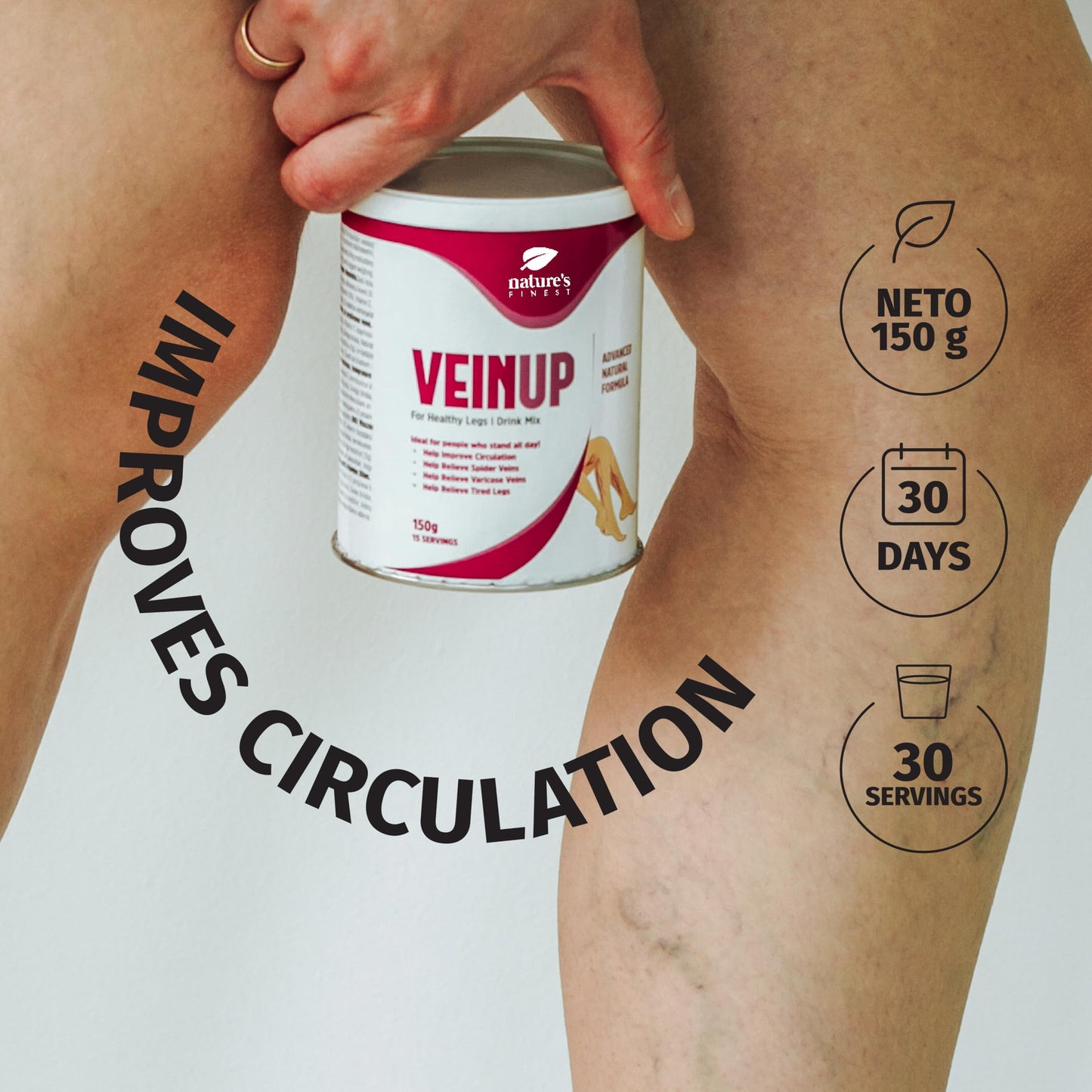 Nature's Finest by Nutrisslim Vein UP Drink Mix 150g, All Natural, High Absorption, Vein Support, Suitable for Vegetarians and Vegans