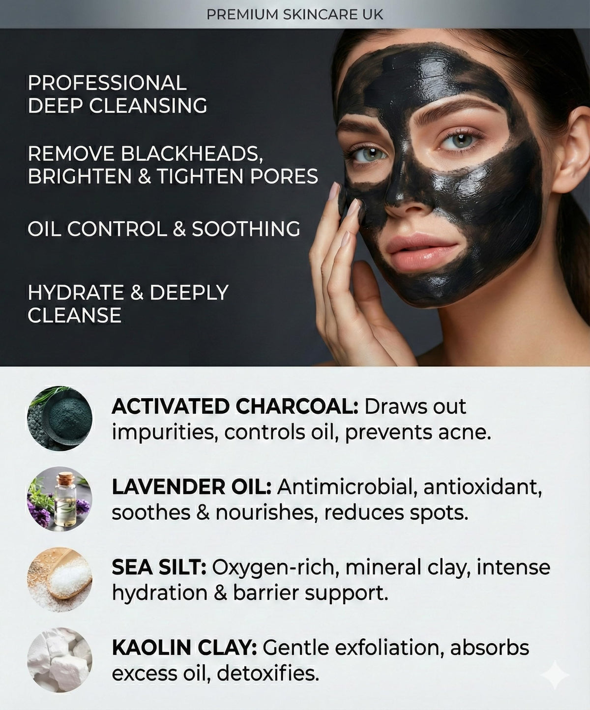 PERFECT LOOK LONDON Perfect Look London Peel-Off Face Mask for Blackhead Remover & Acne – Deep Pore Cleanser with Bamboo Charcoal & Kaolin – Unclogs Pores & Controls Oil