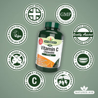 natures aid Natures Aid Chewable Vitamin C 500 mg, Sugar Free, Suitable for Vegans, 100 Tablets