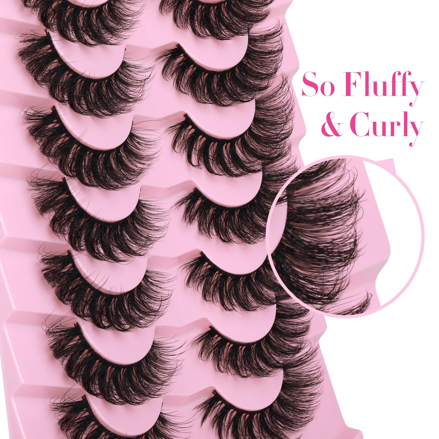 JIMIRE Cat Eye Lashes with Eyelash Glue Russian Strip D Curl Lashes Wispy 6D Volume False Eyelashes with Lash Glue Thick Crossed Soft Fake Eyelashes Fluffy 7 Pairs Pack
