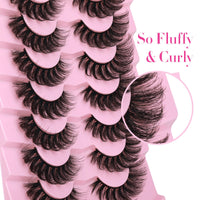 JIMIRE Cat Eye Lashes with Eyelash Glue Russian Strip D Curl Lashes Wispy 6D Volume False Eyelashes with Lash Glue Thick Crossed Soft Fake Eyelashes Fluffy 7 Pairs Pack