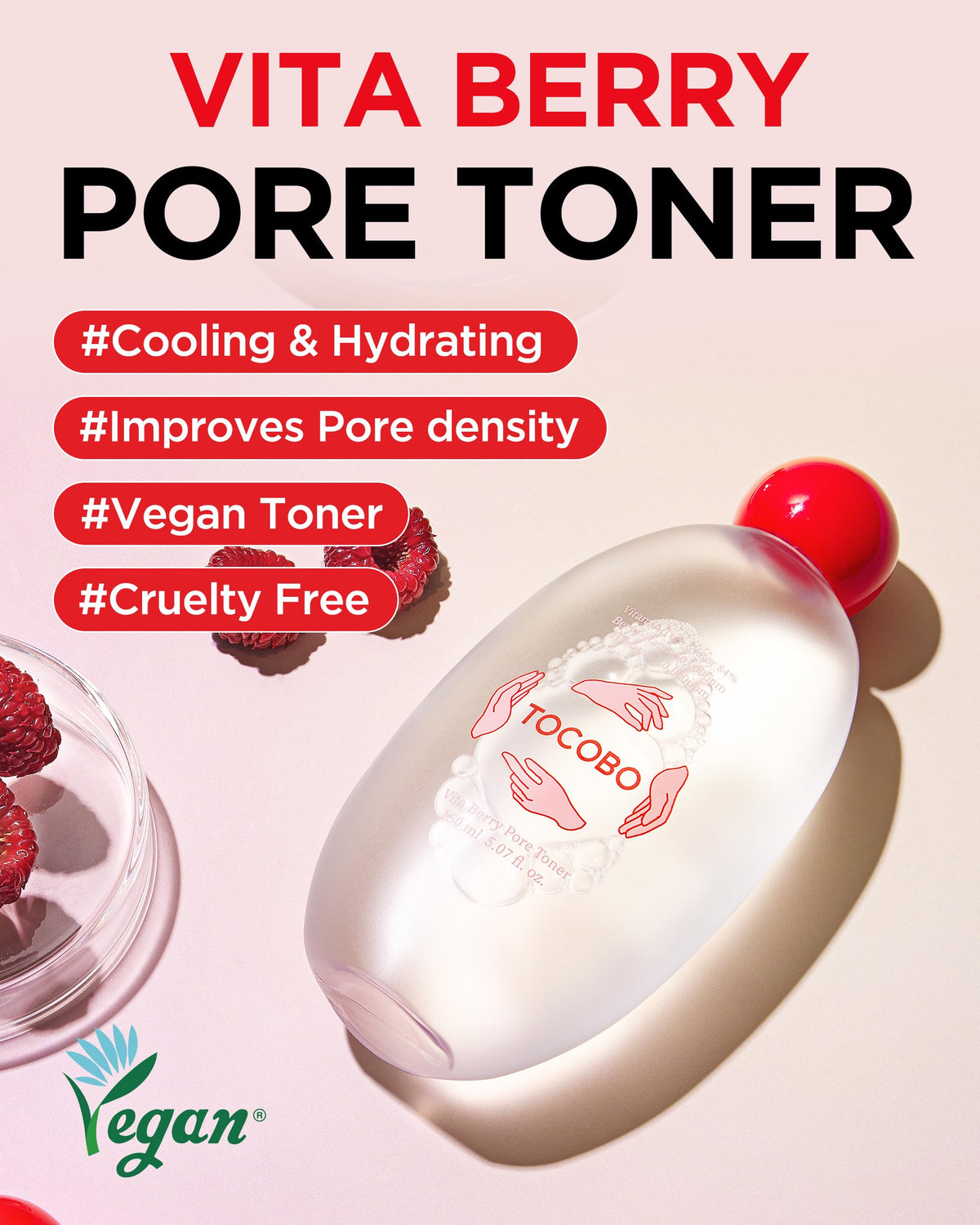 TOCOBO Vita Berry Pore Toner 5.07 fl.oz / 150ml, | Vitamin Facial Toner, Pore Tightening Toner, for Oily & Combination Skin