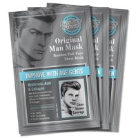 Fuss Free Naturals Sheet Face Mask For Men, Mens Skincare Bamboo Sheet Mask, Anti-Ageing With Hyaluronic Acid + Collagen, For Clean Shaven Men - Pack of 3 Sachets