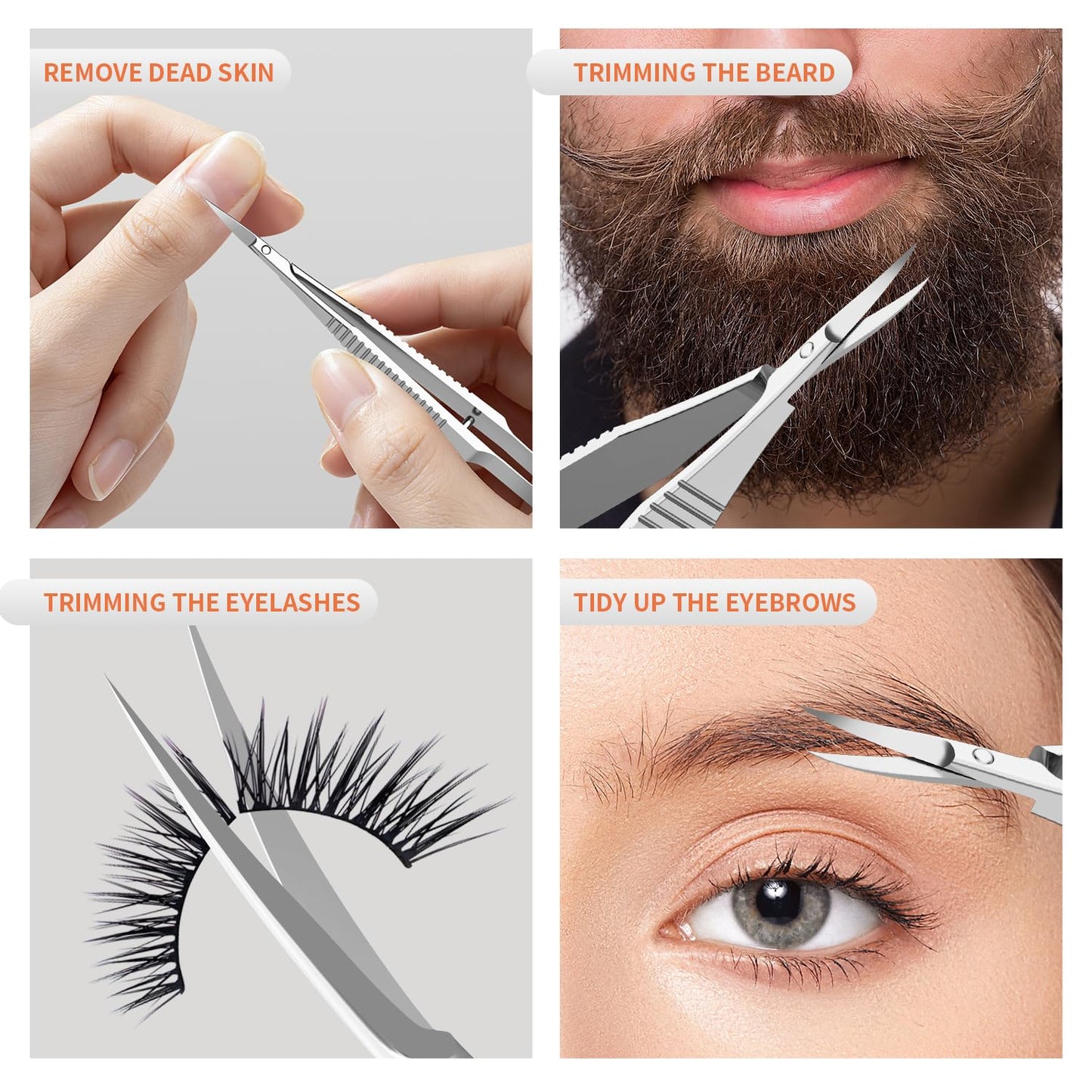 ZIZZON Cuticle Scissors Extra Fine Curved Professional Precise Pointed Tip Grooming kit for Eyebrow, Eyelash, Trim Nail and Dry Skin
