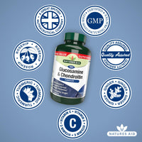 Natures Aid Glucosamine and Chondroitin Complex, with Vitamin C, Rosehip, Ginger and Turmeric, 180 Capsules