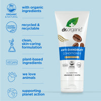 Dr. Organic Dr Organic Coffee Anti-Dandruff Conditioner, Healthy Scalp, Mens, Womens, Natural, Vegan, Cruelty-Free, Paraben & SLS-Free, Recycled & Recyclable, Organic, 200ml, Packaging may vary