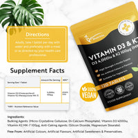 Multivita Vitamin D3 4000iu & Vitamin K2 100mcg (MK7) | 120 High Strength Vegetarian Tablets 4-Month Supply | Vitamin D K2 Supplement 1-A-Day Easy to Swallow D3 K2 (not Capsules) | Non-GMO | Made in The UK