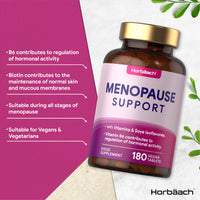 Menopause Supplement Tablets for Women | Perimenopause, Menopause & Postmenopause Support with SOYA Isoflavones & Vitamin B6 | 180 Vegan Tablets | by Horbaach